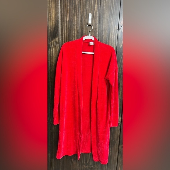 The Zigzag Stripe Sweaters - Red Women's Cardigan-Velvety Material-Size:Large
